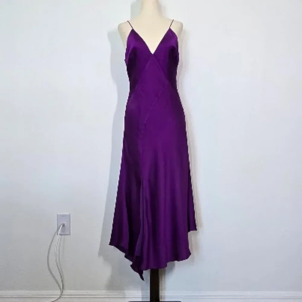 KEEPSAKE the label  Infinity Midi Dress grape in grape asymmetric hem Sz S - Picture 2 of 11